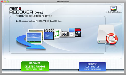 Recover My iPod- Select Recover Deleted Photos to recover deleted media files